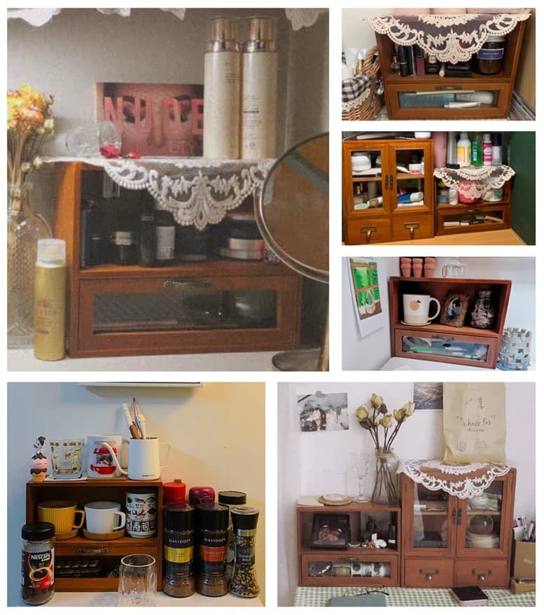 Desktop cosmetics storage box wooden drawer wall -mounted desk debris notes believes in compilation box 2