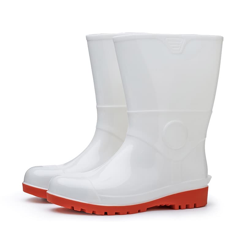 Labor insurance rain boots men's anti -stabbing workers ore mining rain boots steel head steel plate steel plate resistance acid -alkali white food water shoes 5