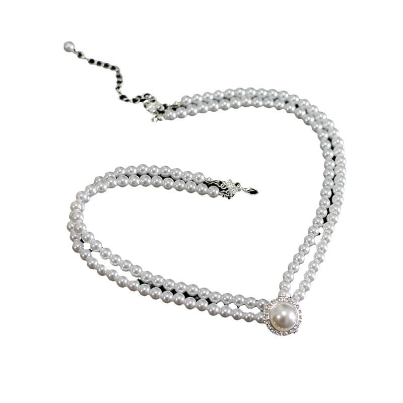 Korean retro necklace for bride, universal chain from pearl, accessory, wedding accessories 4