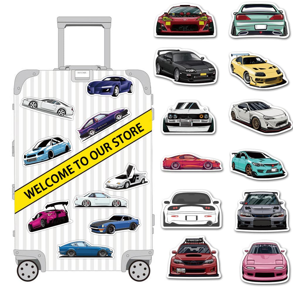 Cartoon racing car, skateboard, suitcase, waterproof box, waterproof sticker, print, graffiti 5