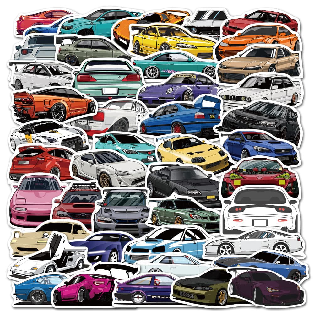 Cartoon racing car, skateboard, suitcase, waterproof box, waterproof sticker, print, graffiti