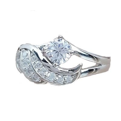 (Cross-border trading), fashionable gemstone ring with zircon, angel wings, brand wedding ring, European style, internet celebrity 5