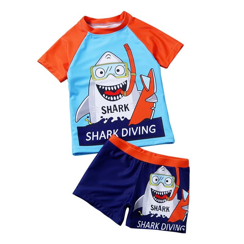 Split swimwear for boys, multicoloured cartoon children's uniform, print, with short sleeve 5