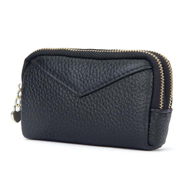 Leather keychain with zipper, coins, wallet, small shoulder bag, cowhide, simple and elegant design, genuine leather 5