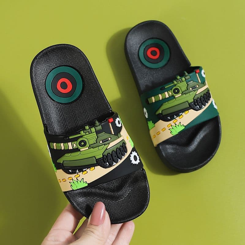Children's tank, non-slip cartoon home slippers for boys for bathroom, soft sole, for teenagers 2