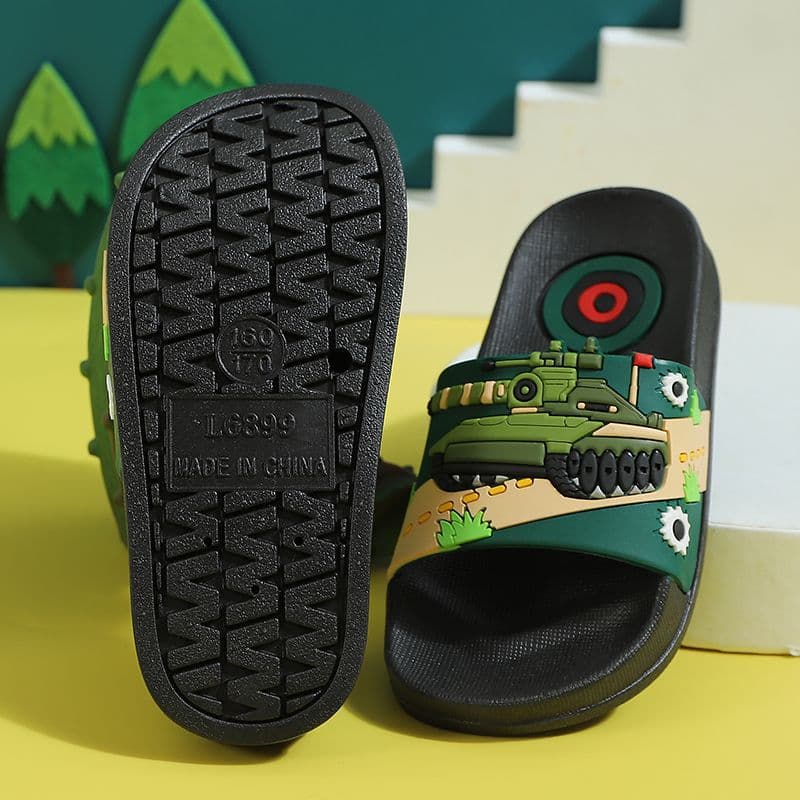 Children's tank, non-slip cartoon home slippers for boys for bathroom, soft sole, for teenagers 3