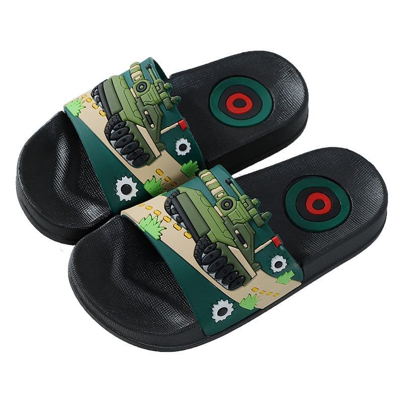 Children's tank, non-slip cartoon home slippers for boys for bathroom, soft sole, for teenagers 5