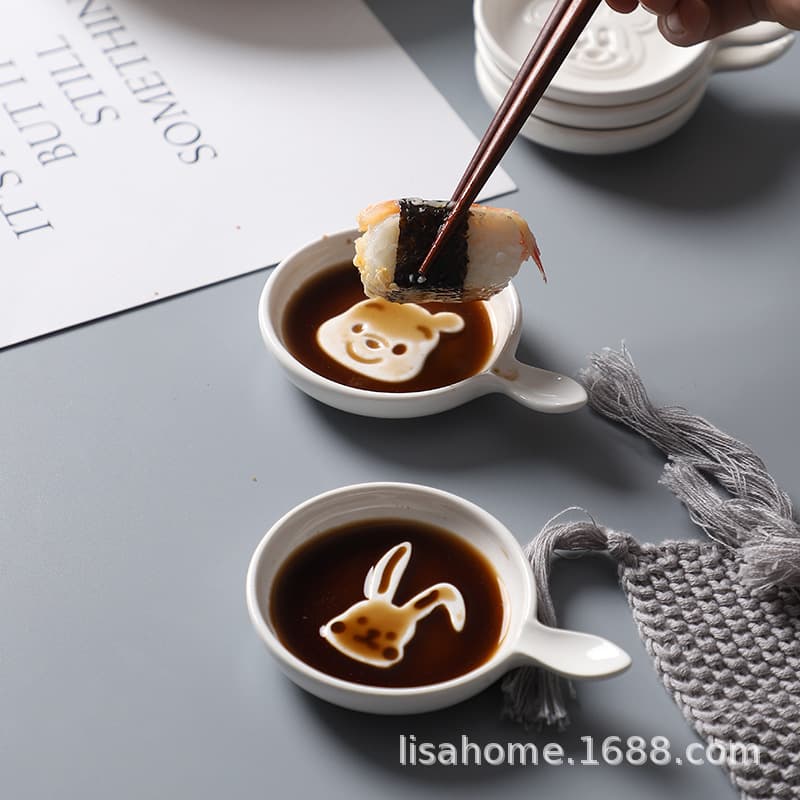 New product creative cats and dogs animal relief snack dishes, ears dumpling sauce dipped in plate ceramic seasoning plate 2