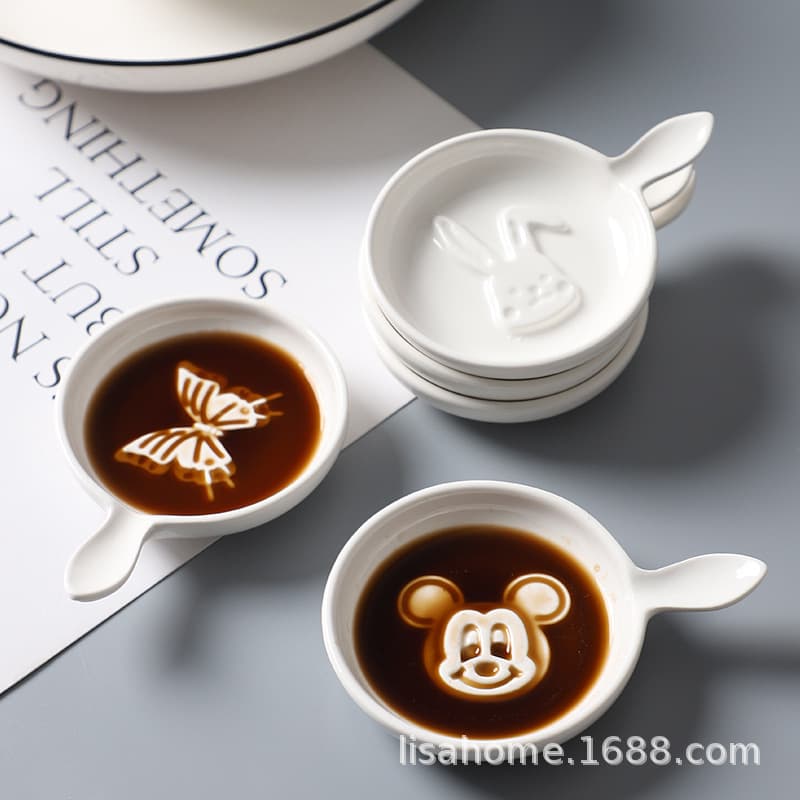 New product creative cats and dogs animal relief snack dishes, ears dumpling sauce dipped in plate ceramic seasoning plate 4