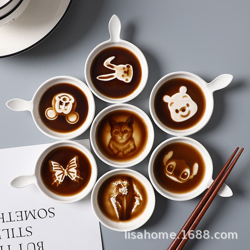 New product creative cats and dogs animal relief snack dishes, ears dumpling sauce dipped in plate ceramic seasoning plate