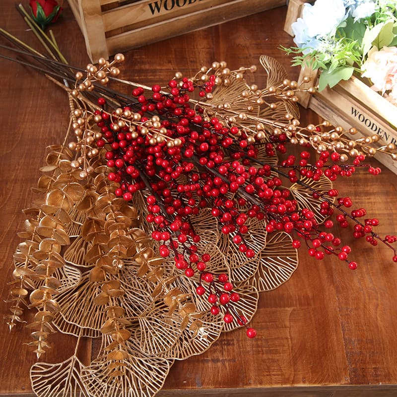 Fortune Fruit Bulu Winter Green Fruit Beats New Year Decoration Golden Eucalyptus Leaf Fan Xiao Red Fruit 1