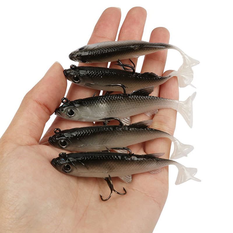 Luya Software Pack Fish Tail Soft Bait Luya Bait Fake Body Polying Barbus Fish Bait Simulation Wholesale Double Hook Plastic PVC 2