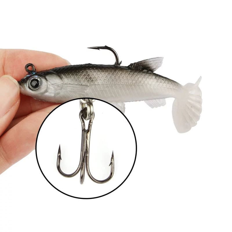 Luya Software Pack Fish Tail Soft Bait Luya Bait Fake Body Polying Barbus Fish Bait Simulation Wholesale Double Hook Plastic PVC 3