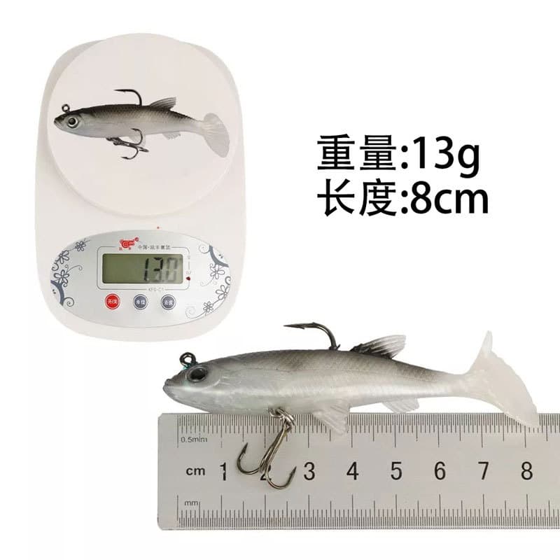 Luya Software Pack Fish Tail Soft Bait Luya Bait Fake Body Polying Barbus Fish Bait Simulation Wholesale Double Hook Plastic PVC 4