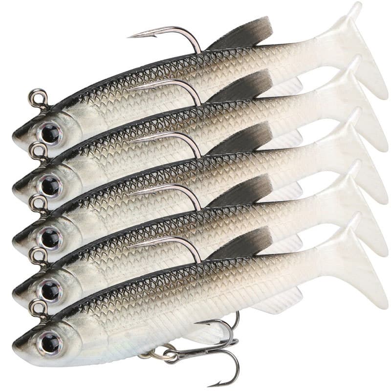 Luya Software Pack Fish Tail Soft Bait Luya Bait Fake Body Polying Barbus Fish Bait Simulation Wholesale Double Hook Plastic PVC 5