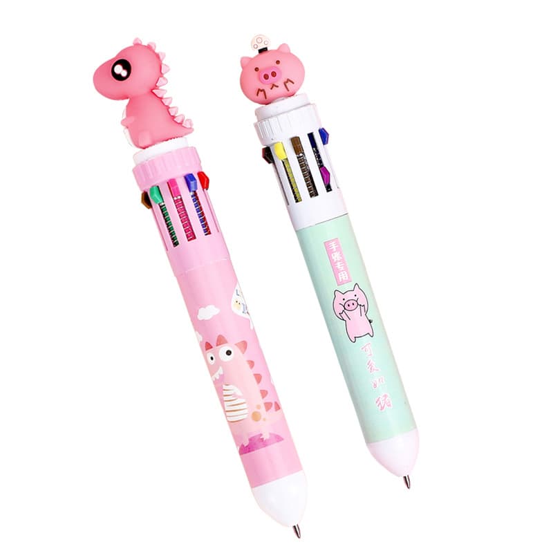 Multicoloured cartoon ballpoint pen for students, universal stationery, 10 colors, Birthday gift 5