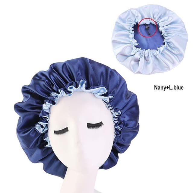 WOMEN NIGHT SLEEP CAP SATIN ELISTIC BONNET HAT FOR HAIR CARE 9