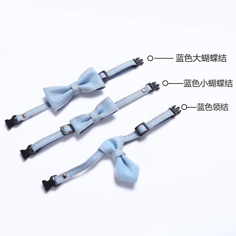 Denim bow tie, adjustable choker, solid color accessory 2