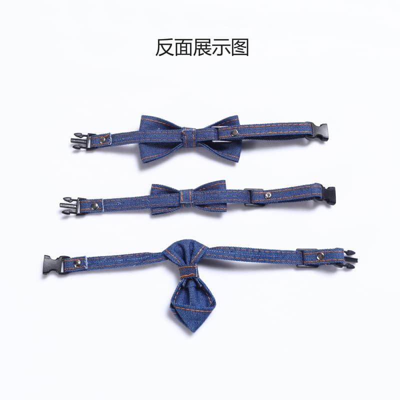 Denim bow tie, adjustable choker, solid color accessory 4