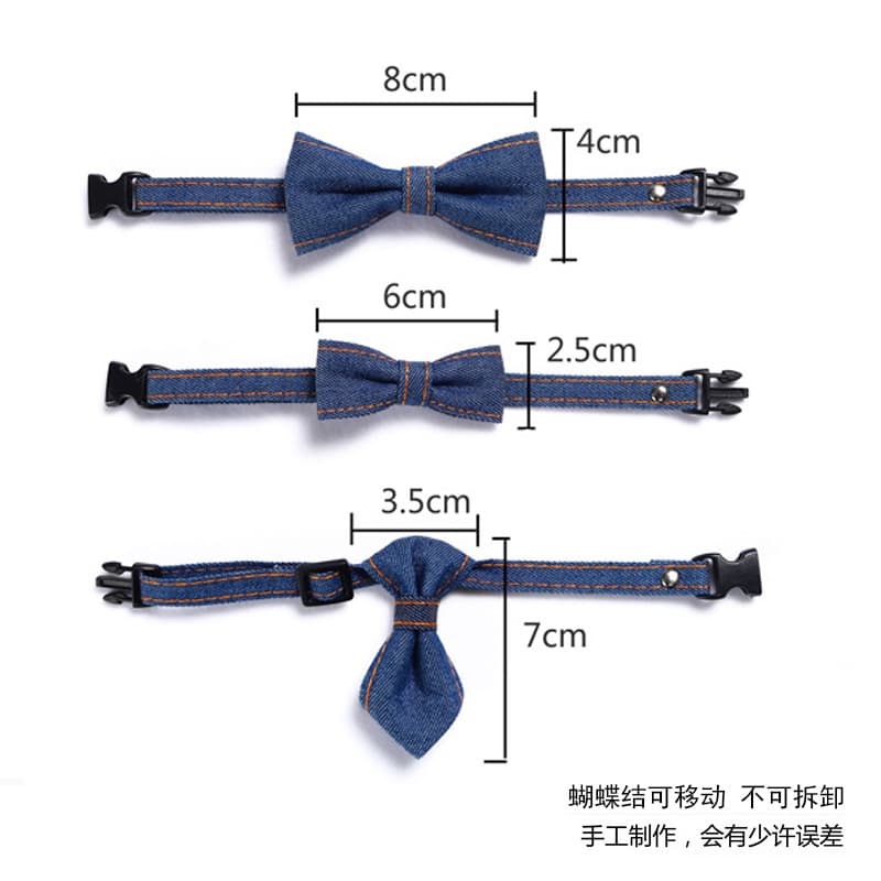 Denim bow tie, adjustable choker, solid color accessory 5