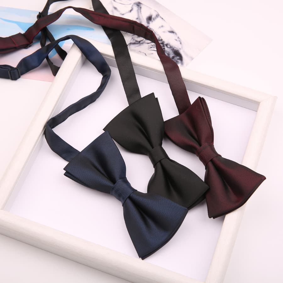 Men's matte burgundy black blue bow tie with bow, Korean style 2