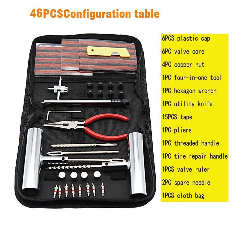 (Cross-border trading), travel handle, tires sealant, tire repair tool, tools set, 46 pieces 2