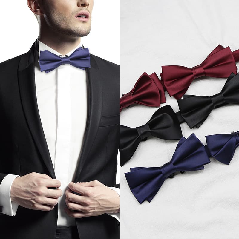 Black bow tie, burgundy blue classic suit jacket, Korean style