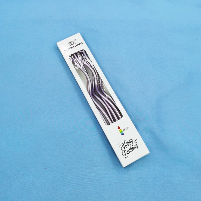Birthday threaded candle colorful gold color gold silver twisted thread candle cake curve curved curved candle 3