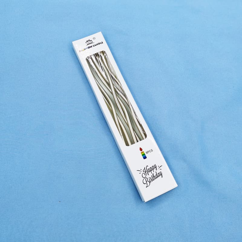 Birthday threaded candle colorful gold color gold silver twisted thread candle cake curve curved curved candle 5