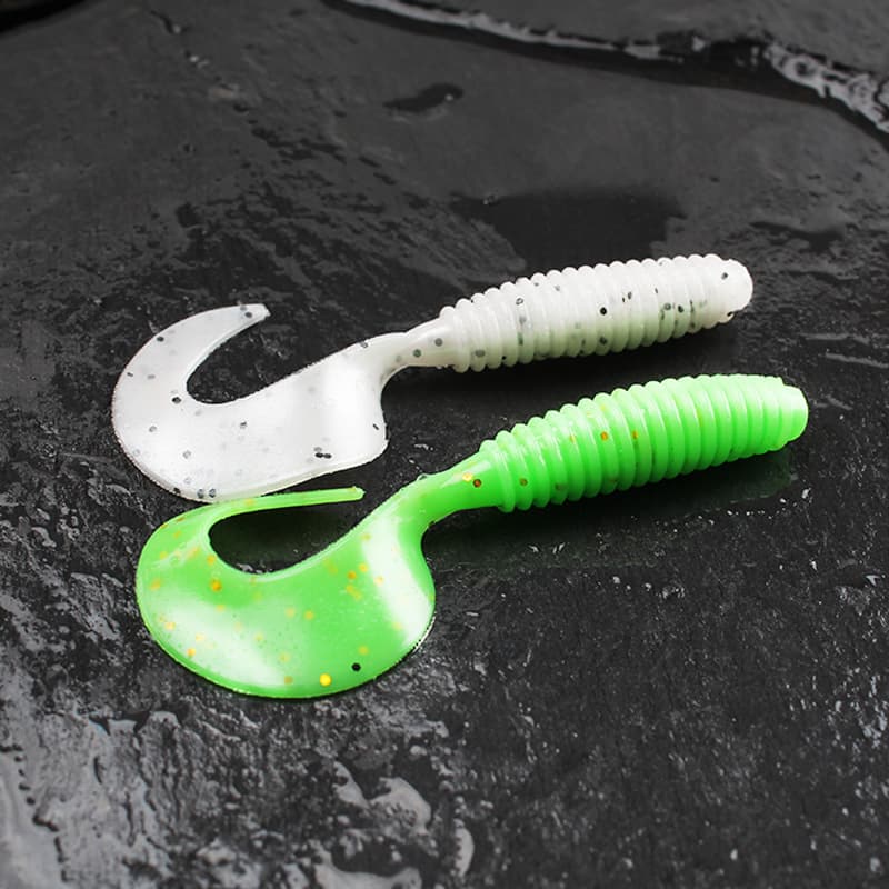 Luya Soft Bait - Curling Tail Fishing Lure with Maggot Design 3