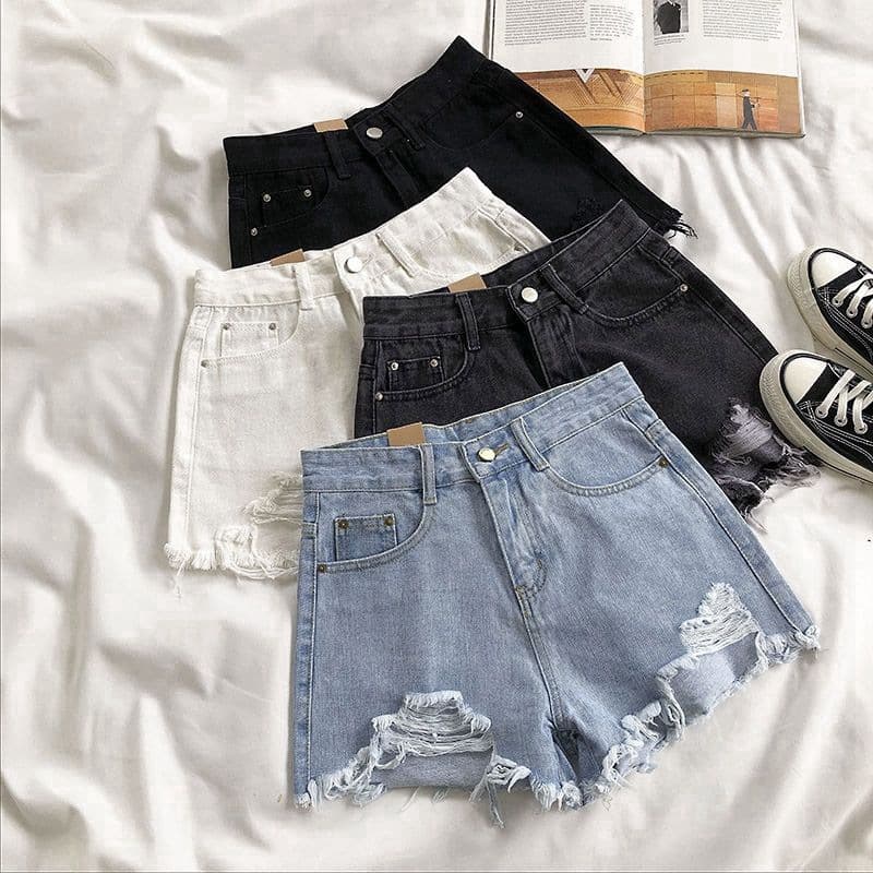 Denim skirt, shorts, summer trousers, high waist, loose fit, Korean style