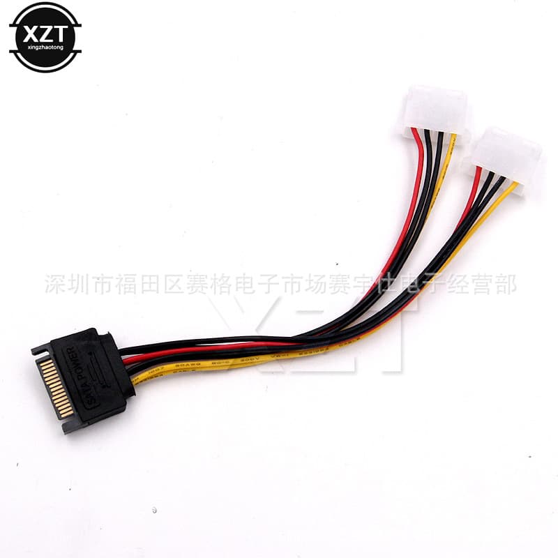 SATA male to 2-port IDE power cable SATA15p male one-to-two to large IDE serial port to 4-pin female 3
