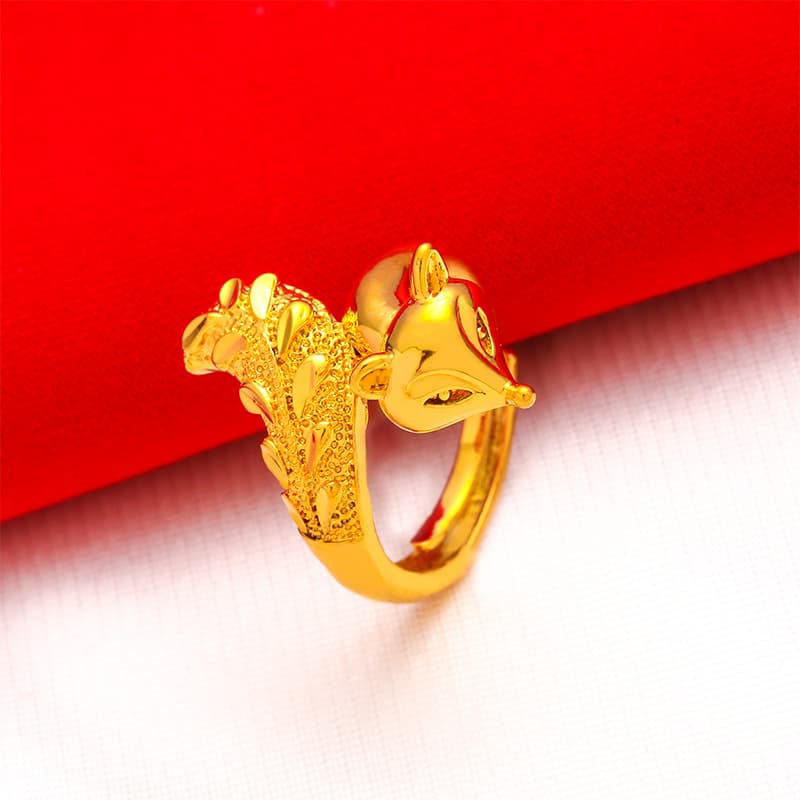 2021 Sand Gold Fox Ring Set Bracelet Jewelry Set 5