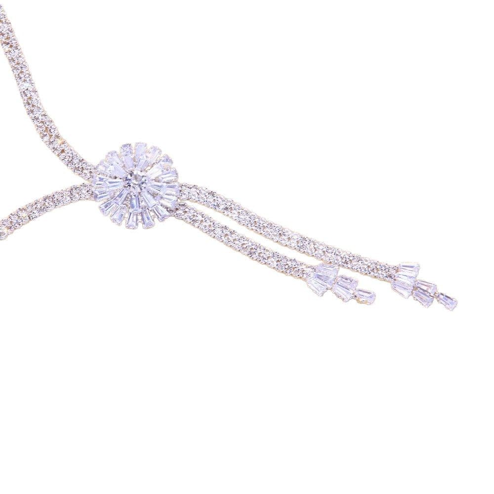 Fashionable necklace with zircon, chain, set, jewelry for bride, dress, accessory, flowered, European style, light luxury style 5