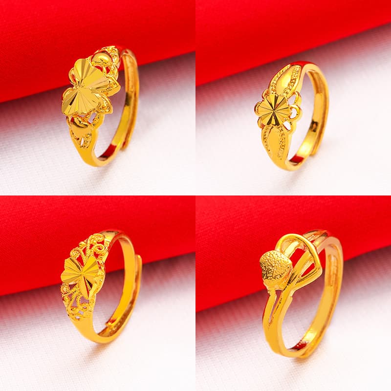 2021 new live broadcast 24K simulation gold jewelry ladies rose ring Vietnamese sand gold ring wholesale 2