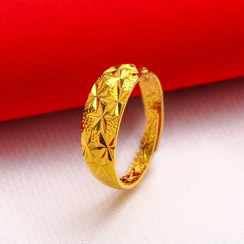2021 new live broadcast 24K simulation gold jewelry ladies rose ring Vietnamese sand gold ring wholesale 5