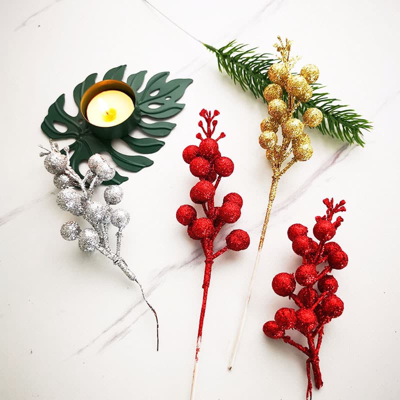 Manufacturer supplies Christmas decorations, golden pink balls, grape berries, festive atmosphere decoration, sequin accessories, festive atmosphere 1