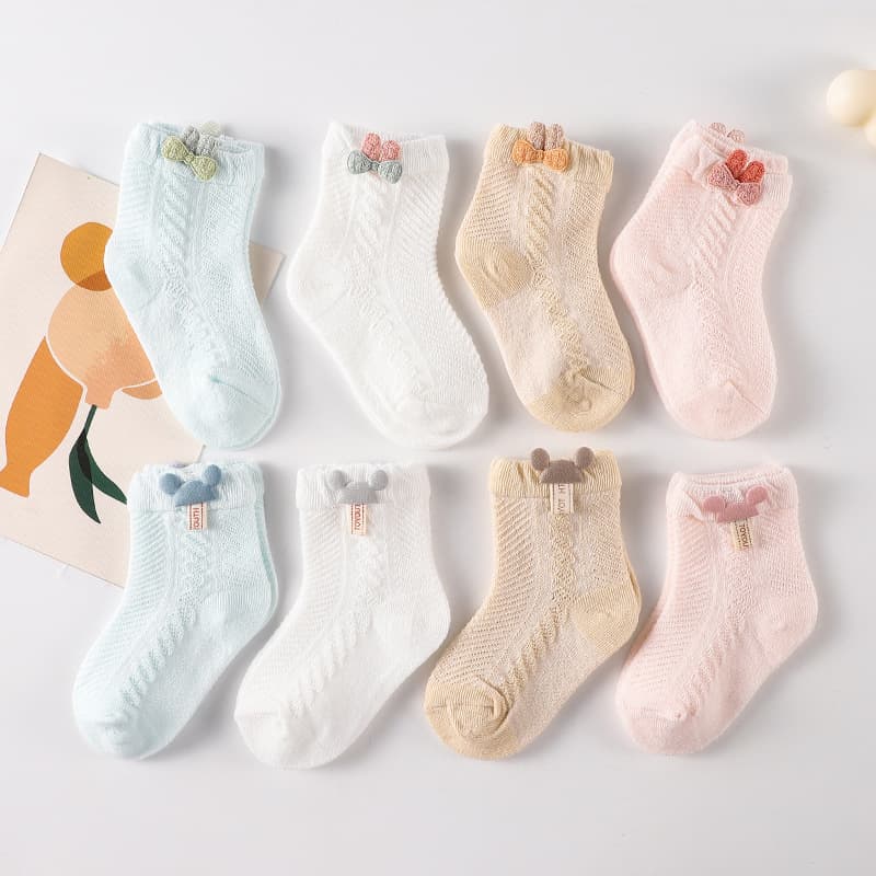 Summer thin children's cute socks for new born, mid-length, 0-6 month 2