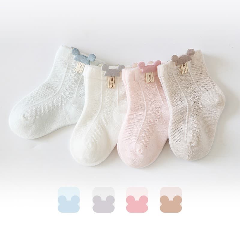Summer thin children's cute socks for new born, mid-length, 0-6 month 4