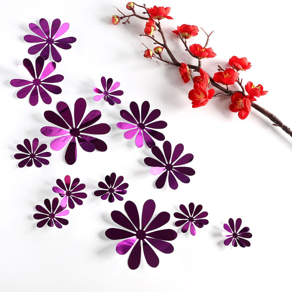 12 3D stereo mirror butterfly sunflower wedding festivals decorative butterfly bedroom living room living room decorative wall stickers 5