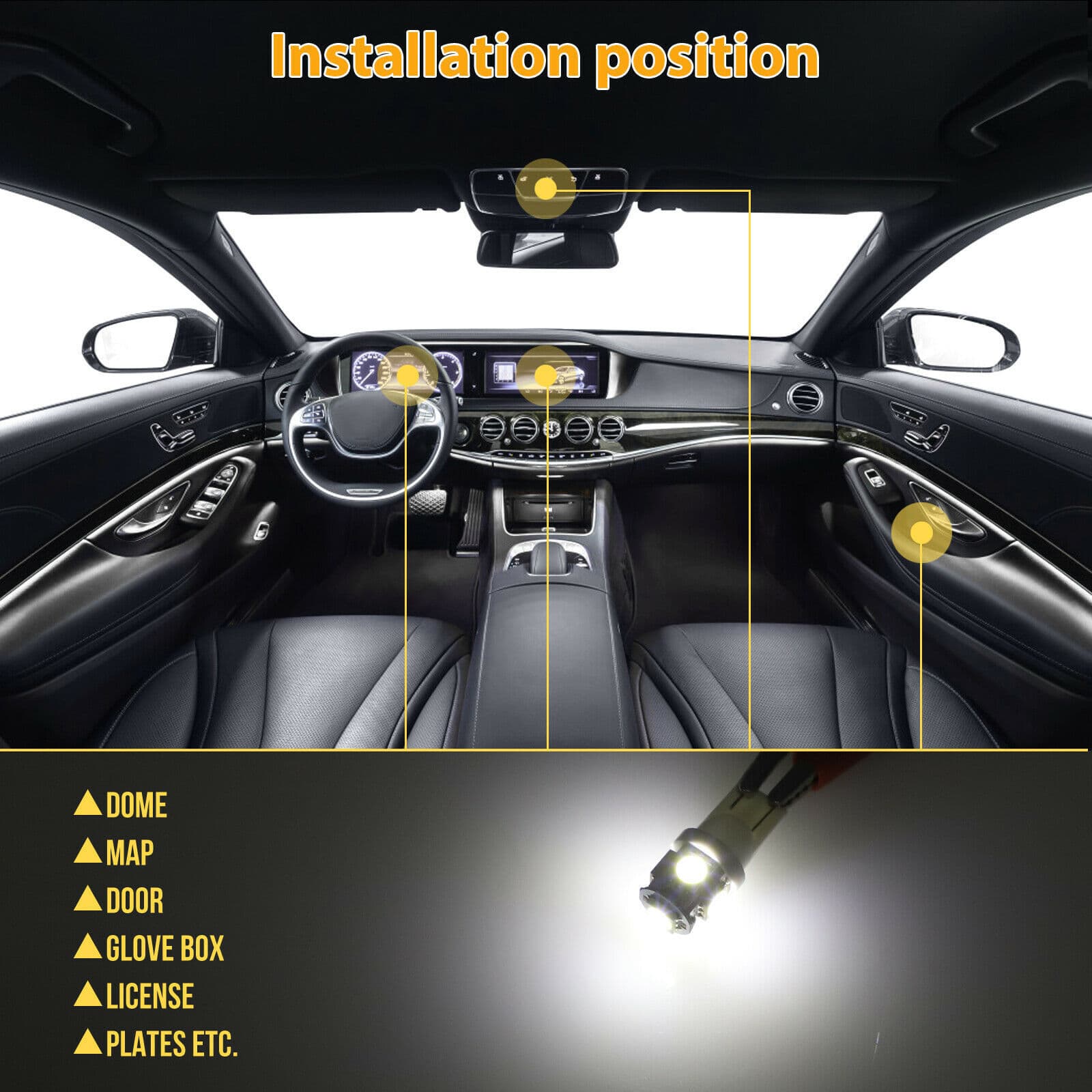 Automobile LED combination set 42PCS T10 width indicator light double-point reading light license plate light indoor door light 2
