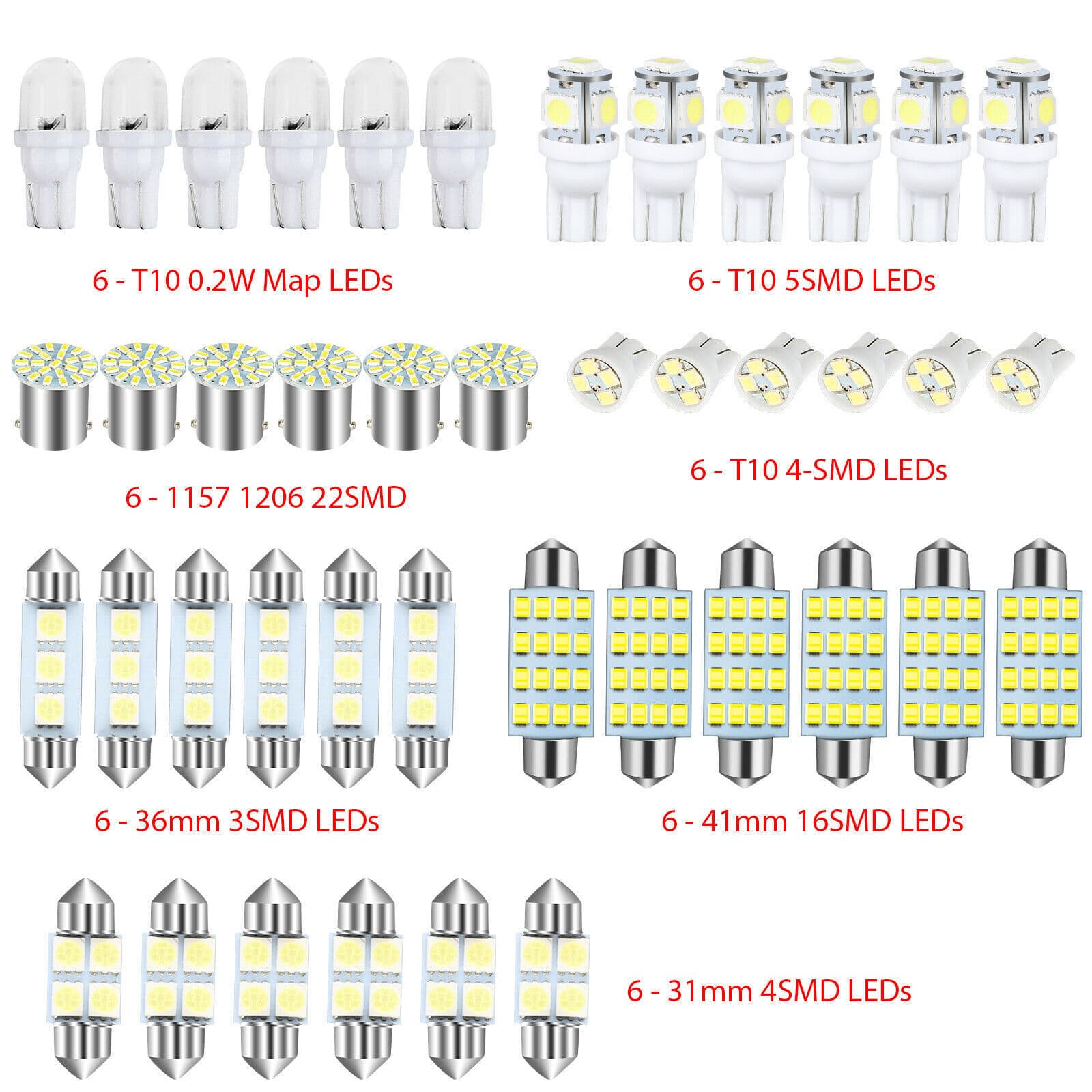 Automobile LED combination set 42PCS T10 width indicator light double-point reading light license plate light indoor door light 5