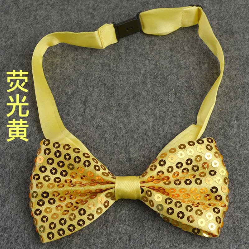 Direct supply wholesale sequin solid color bow decoration children's stage performance graduation illuminated bow tie dress 4