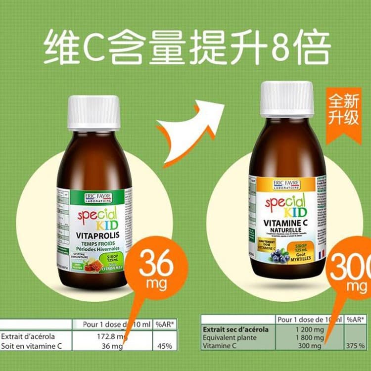 New formula French Eric Favre Eric Aeri, infant children vc bone wood syrup fruit flavor 125ml 3