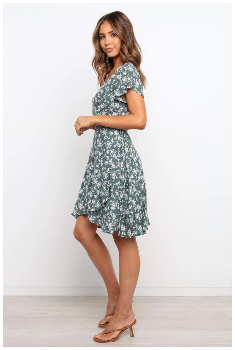 (Cross-border trading), summer dress, 2021 collection, Amazon, flowered, V-neckline, oversize 4