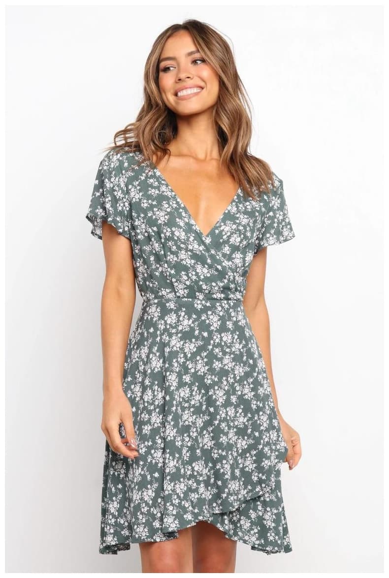 (Cross-border trading), summer dress, 2021 collection, Amazon, flowered, V-neckline, oversize 1