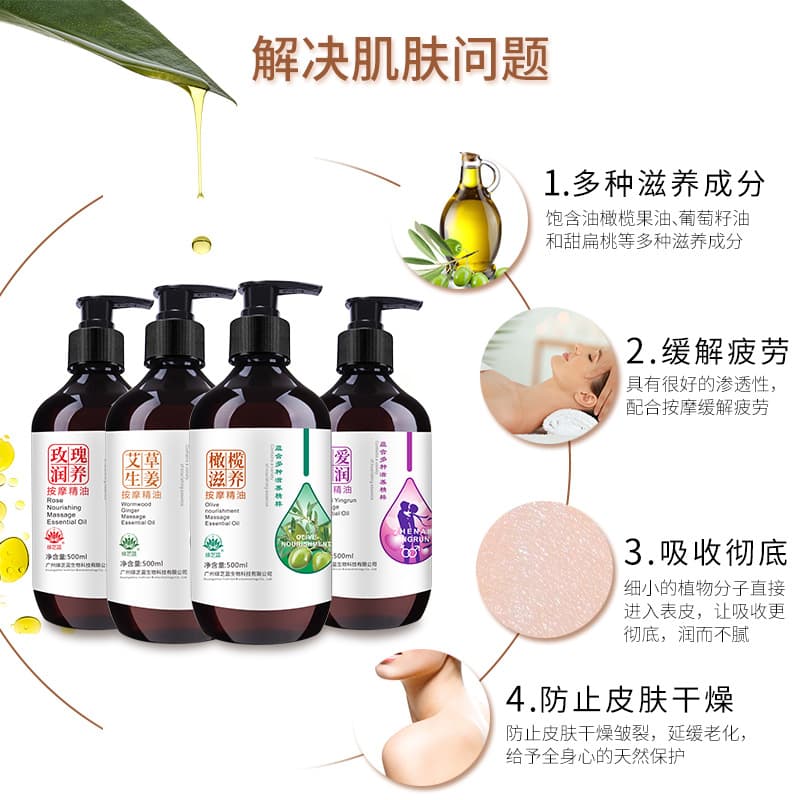 Massager with bitter wormwood with ginger, nutritious cosmetic oil contains rose full body, 500 ml, for beauty salons 3