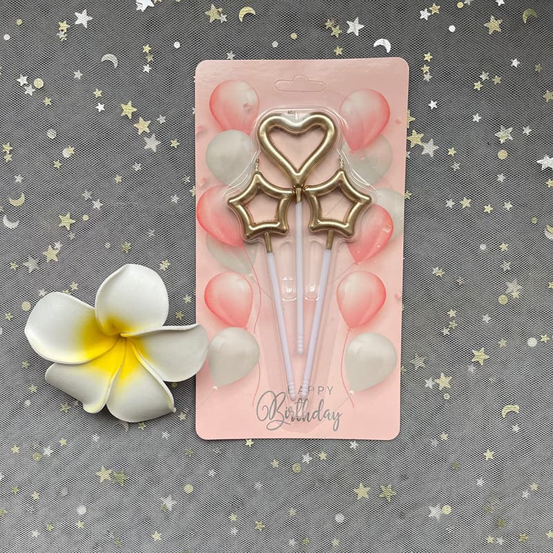 Wholesale Shengdi Cup Candle Gold Star Placing Love -shaped Candle Creative Romantic Party Baking Birthday Candle 3