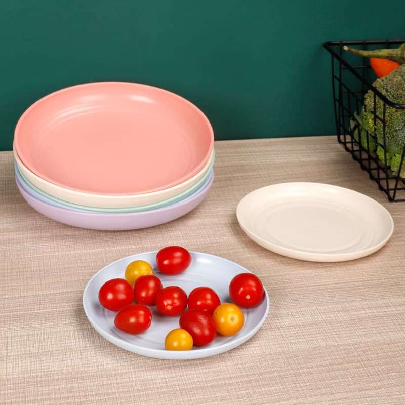 Wheat straw discs Household plastic fruit disc fibrous vegetable snack snack dessert big dishes 4