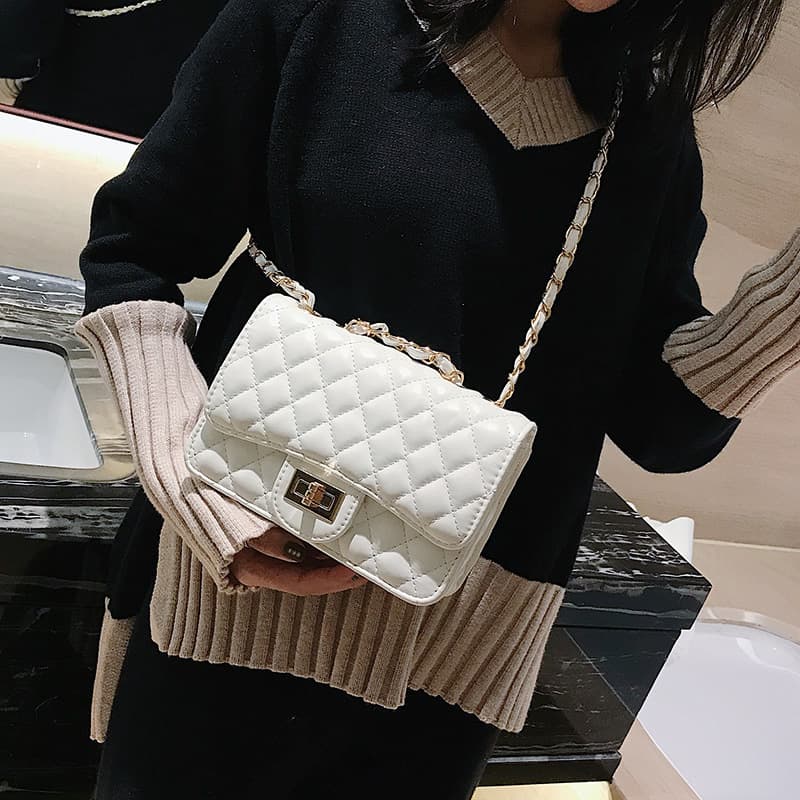 Shoulder bag, small bag with diamond pattern, bag strap one shoulder, Korean style, chain bag, Chanel style 4